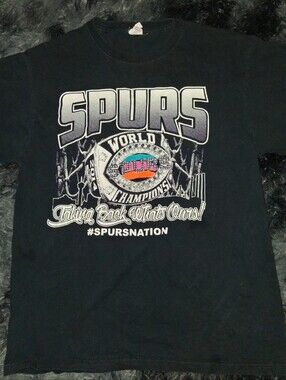NBA Black Spurs World Champions Graphic Tee with Multicolor Ring